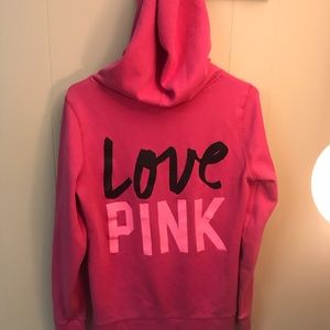PINK full zip up hoodie size small